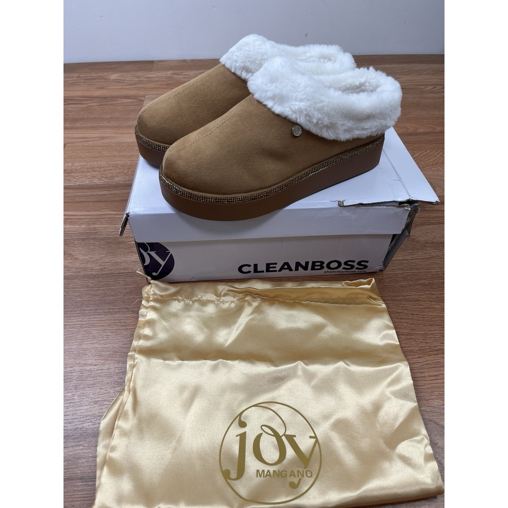 Clean Boss Joy Glamorous Cozy Slippers w/ Orthotic Insoles Saddle 7 WIDE NEW